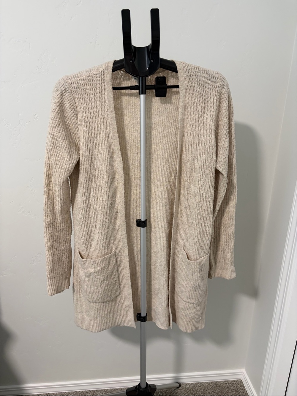 Market & Spruce Open-Front Cardigan in Light Beige
